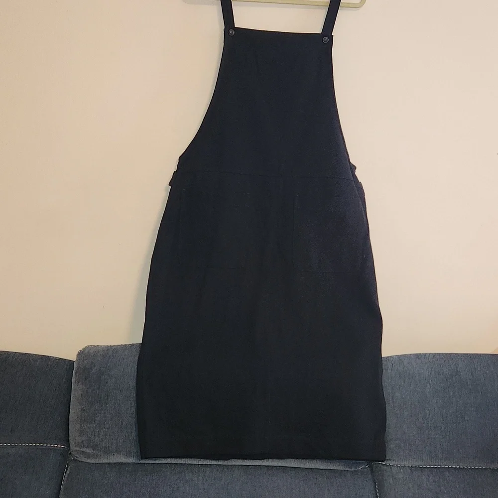 NWOT, Bridge & Burn Renee Dungaree Black Denim Overalls Dress sz L - Picture 2 of 10
